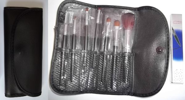 Estojo com 7 pincéis para maquiagem + Delineador